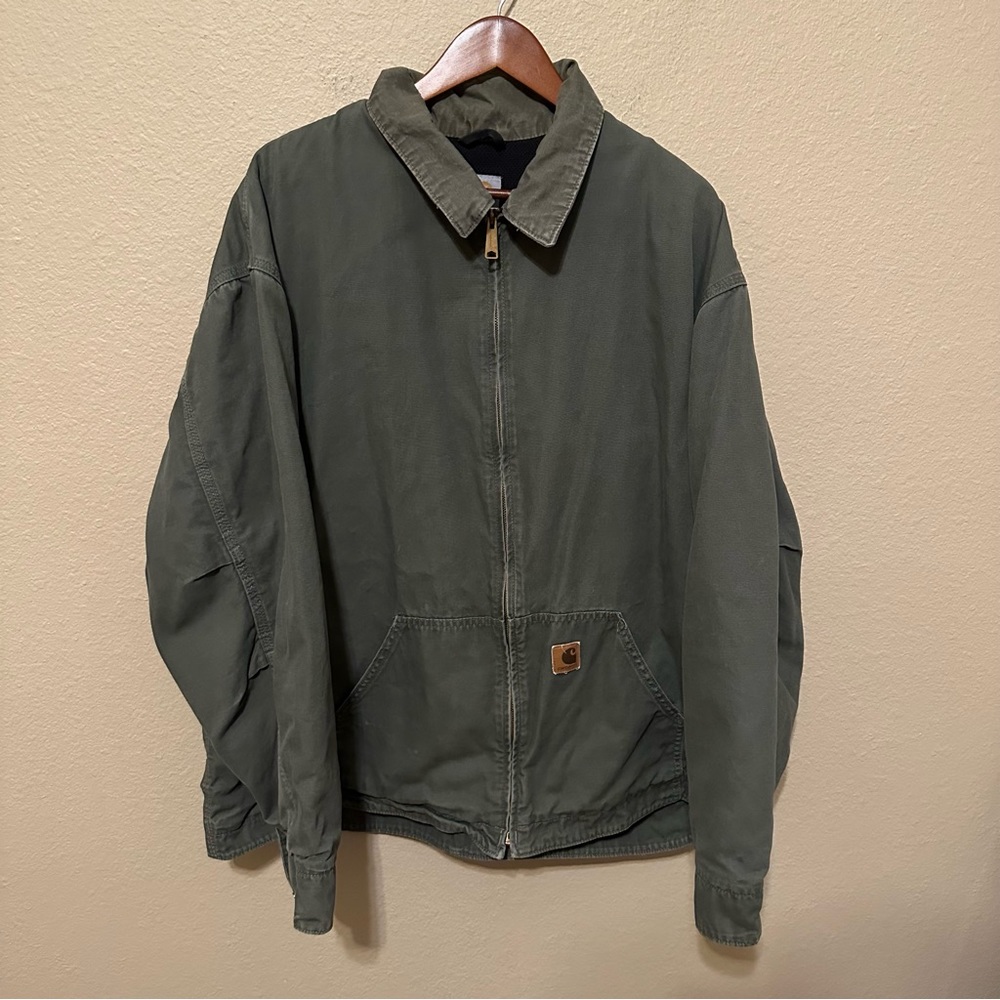Carhartt Men’s Dark Moss Green Full Zip Canvas Hamilton Jacket